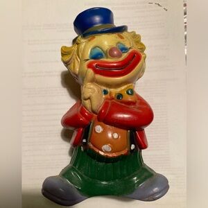 Clown Novelty Bank Hard Plastic Vintage Made in Hong Kong